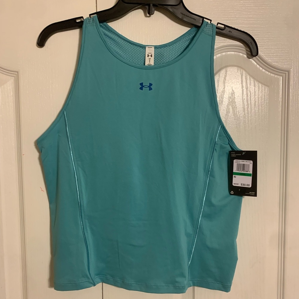 Women’s Under Amour Fitted Heat Gear Top Color Light Blue LARGE brand new
